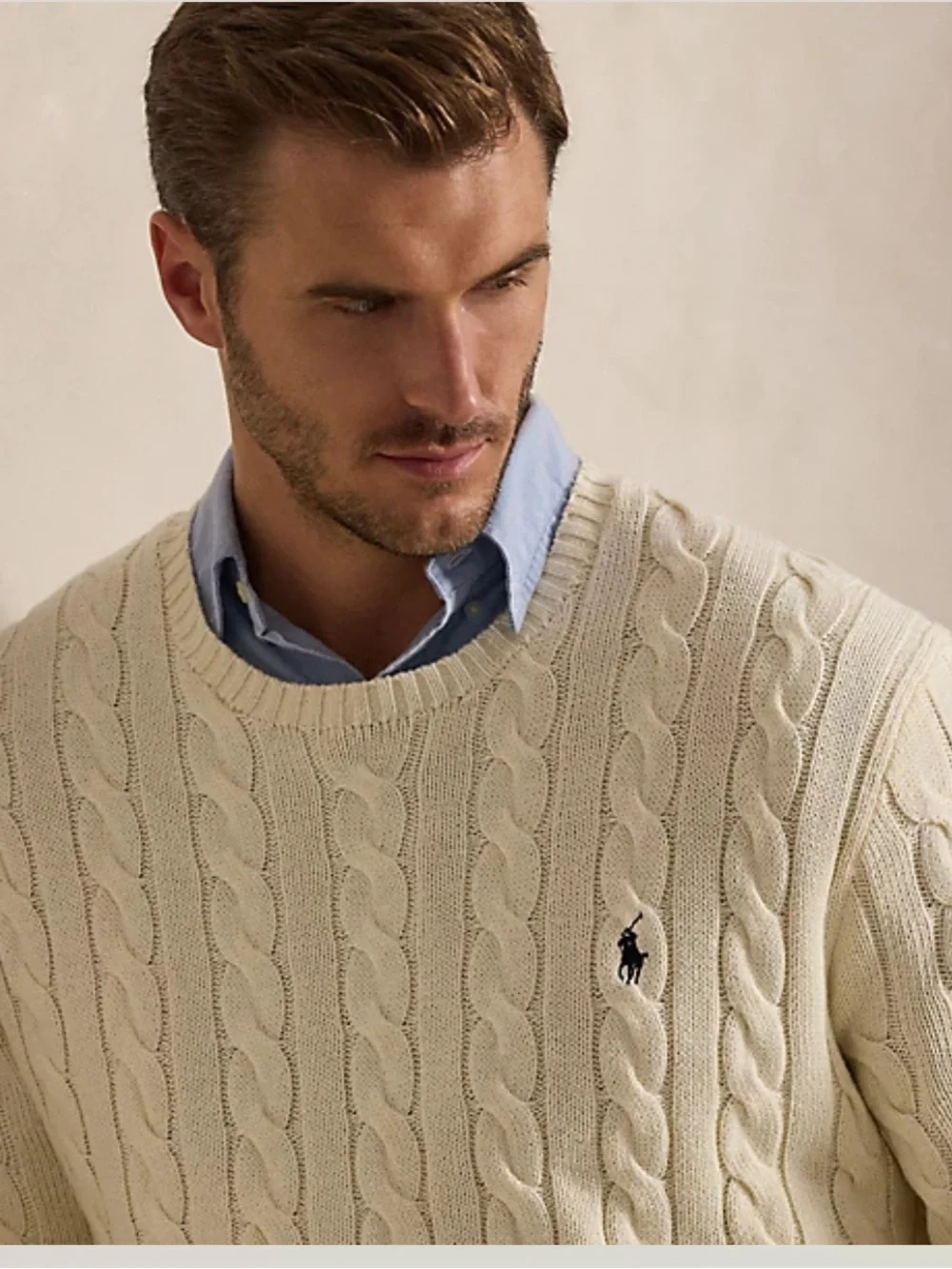 Polo Ralph Lauren .| Mens Cotton Ivory Cable knit Sweater Sz 3XLT
